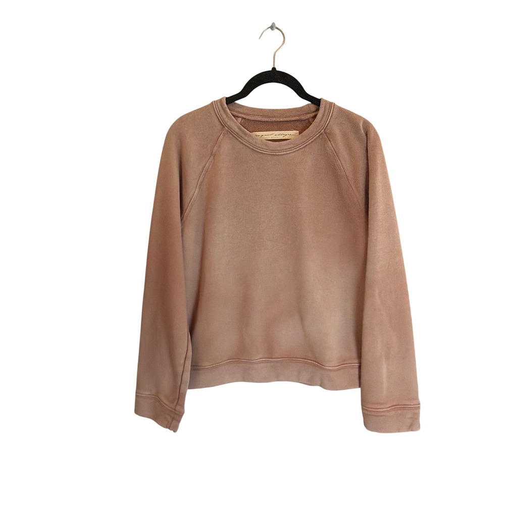 Raquel Allegra Basic Sweatshirt Dusty Brown Cotton Raglan Crewneck Size 0